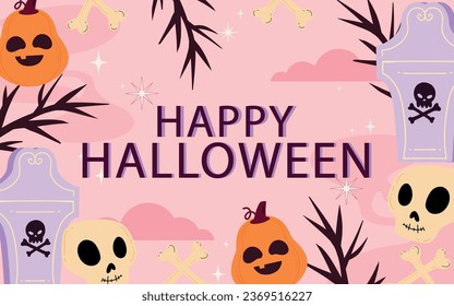 vector flat background for halloween celebration design 