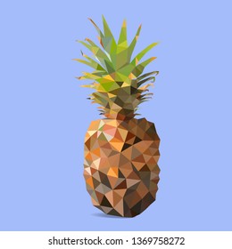 Vector flat background. Pineapple. Abstract image.Geometric. Low poly pineapple. Polygonal illustration.Geometric polygonal fruit, 