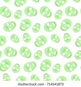 Vector flat background. Seamless pattern with skulls. 