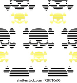 Vector flat background. Seamless pattern with skulls. Skull and crossbones.