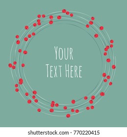 Vector flat background with stars and berries on a thread with copy area in the center, template