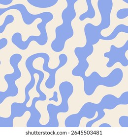 Vector flat background with wavy organic shapes. Abstract psychedelic seamless pattern in retro 1970s style