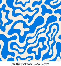 Vector flat background with wavy organic shapes. Abstract psychedelic seamless pattern