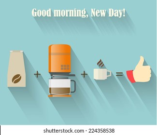 Vector Flat Background.Good Morning New Day