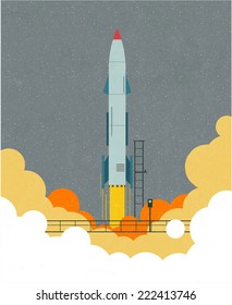 Vector Flat Background.Rocket