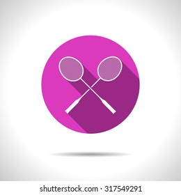 Vector flat badminton icon on color circle 