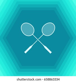 Vector flat badminton icon on hexagonal background 