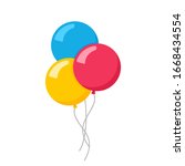 Vector flat balloon birthday icon illustration party design. Balloon cartoon bunch background.