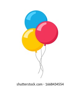 Vector flat balloon birthday icon illustration party design. Balloon cartoon bunch background.