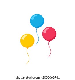 Vector flat balloon birthday icon illustration party design. Balloon cartoon bunch background