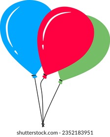 Diseño de la fiesta de ilustración de icono de globo plano vectorial. Antecedentes de la caricatura en globo.