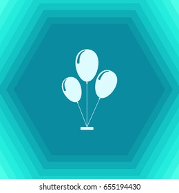 Vector flat balloons icon on hexagonal background 