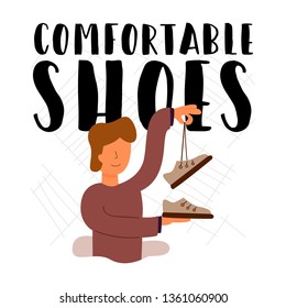 Vector Flat Banner comfortable shoes a guy keeps his shoelaces new from the latest collection of brand. He enjoys a good choice. He is pleased with the purchase for advertising.