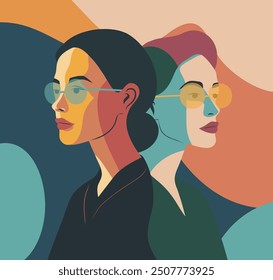 Vector flat banner for Feminism Day, Women's Day, different women standing together. Concept of movement for gender equality and women's empowerment, for website, banner, poster, flyer