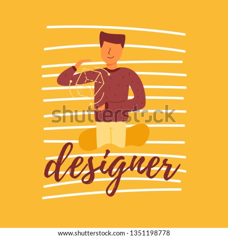 A vector flat banner lettering designer young and capable guy child prodigy talented child. They use artificial intelligence and machine learning to create mobile applications and additional reality.
