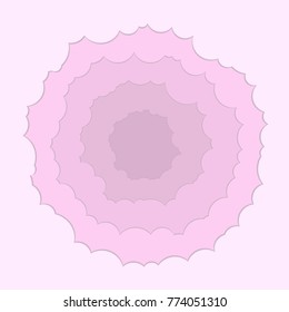 Vector flat banner St. Valentine's Day, illustration layers of paper, angel cupped on clouds flying, archery, harp and trumpets play music, love, white pink, red, violet, tunnel