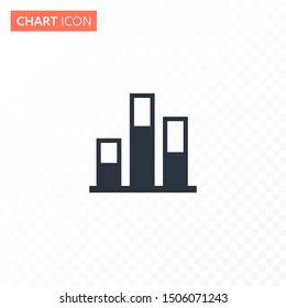Vector flat bar with increment chart diagram illustration. Simple black color icon on white to transparent background. Concept of finance statistics, analytics. Design element for ui, report, web