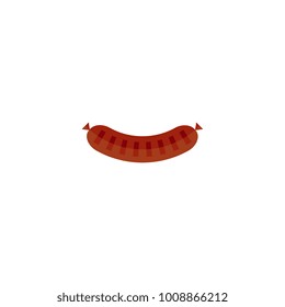 Vector flat barbecue, bbq symbol grilled tasty hot sausage, frankfurter. Restaurant menu design elements, isolated illustration on a white background