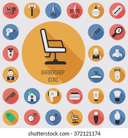 Vector flat barbershop Icons set
