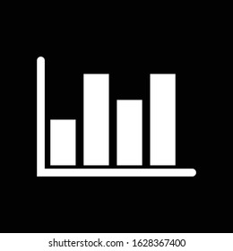 Vector flat bar-chart icon on a black and white background