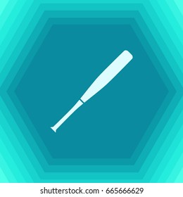 Vector flat baseball bat icon on hexagonal background 