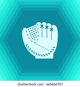 Vector flat baseball glove icon on hexagonal background