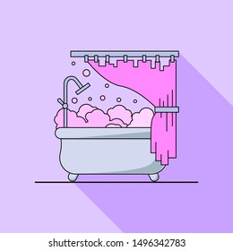 Vector flat bathroom illustration. Plumbing elements for design and web.