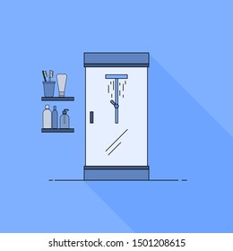 Vector flat bathroom illustration. Plumbing elements for design and web.