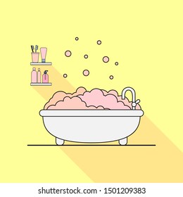 Vector flat bathroom illustration. Plumbing elements for design and web.