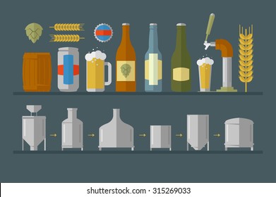 Vector flat beer icons.