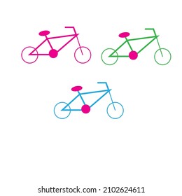 Vector flat bicycle logo or bicycle in various colour