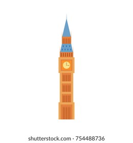 vector flat Big Ben tower of London icon isolated. United kingdom, great britain, national english traditional symbol, architecture landmark building. Isolated illustration on a white background.