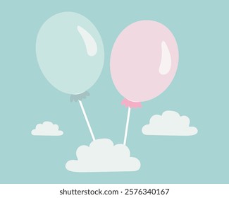 Vector flat birthday balloon. Cartoon style. Vector.