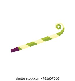 Vector Flat Birthday Celebration Symbol - Party Blower, Noisemaker Or Whistle Icon. Striped Festive Decorative Element. Isolated Illustration On A White Background