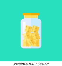 Vector flat biscuit in jar icon. Dessert food illustration