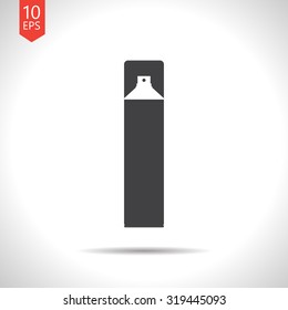 Vector flat black air freshener aerosol bottle on white background 