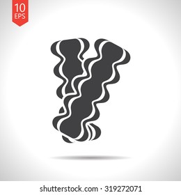 Vector flat black bacon icon on white background 