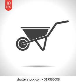 Vector flat black barrow icon on white background 