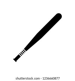 Vector flat black baseball bat icon on white background