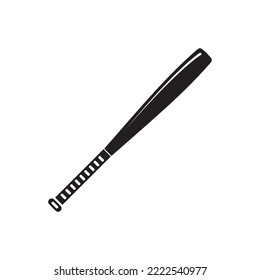 Vector flat black baseball bat icon on white background