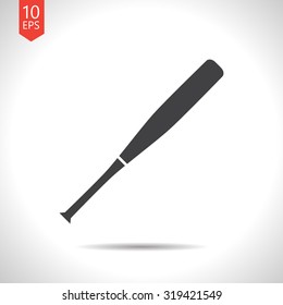 Vector Flat Black Baseball Bat Icon On White Background 