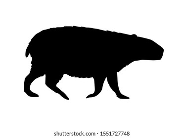 Vector flat black capybara silhouette isolated on white background 