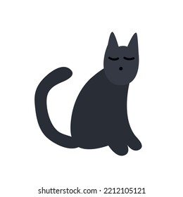 Vector flat black cat illustration