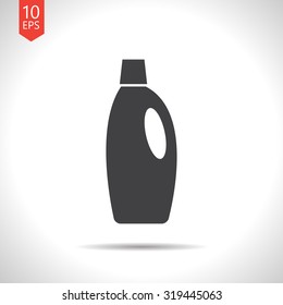 Vector flat black cleaner bottle for bathroom, kitchen, toilet on white background 