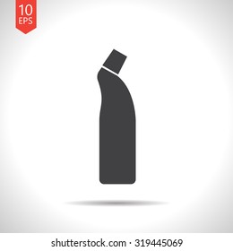 Vector flat black cleaner bottle for bathroom, kitchen, toilet on white background 