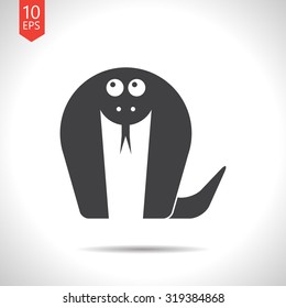 Vector flat black cobra icon on white background 