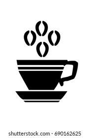 vector flat black coffee cup icon isolated.