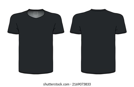 Vector Flat Black Color Tshirt Front Stock Vector (Royalty Free ...