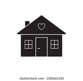 Vector flat black country house isolated on white background