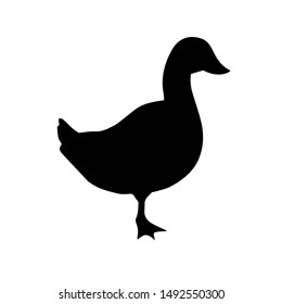 Silueta de pato negro vectorial aislada sobre fondo blanco 